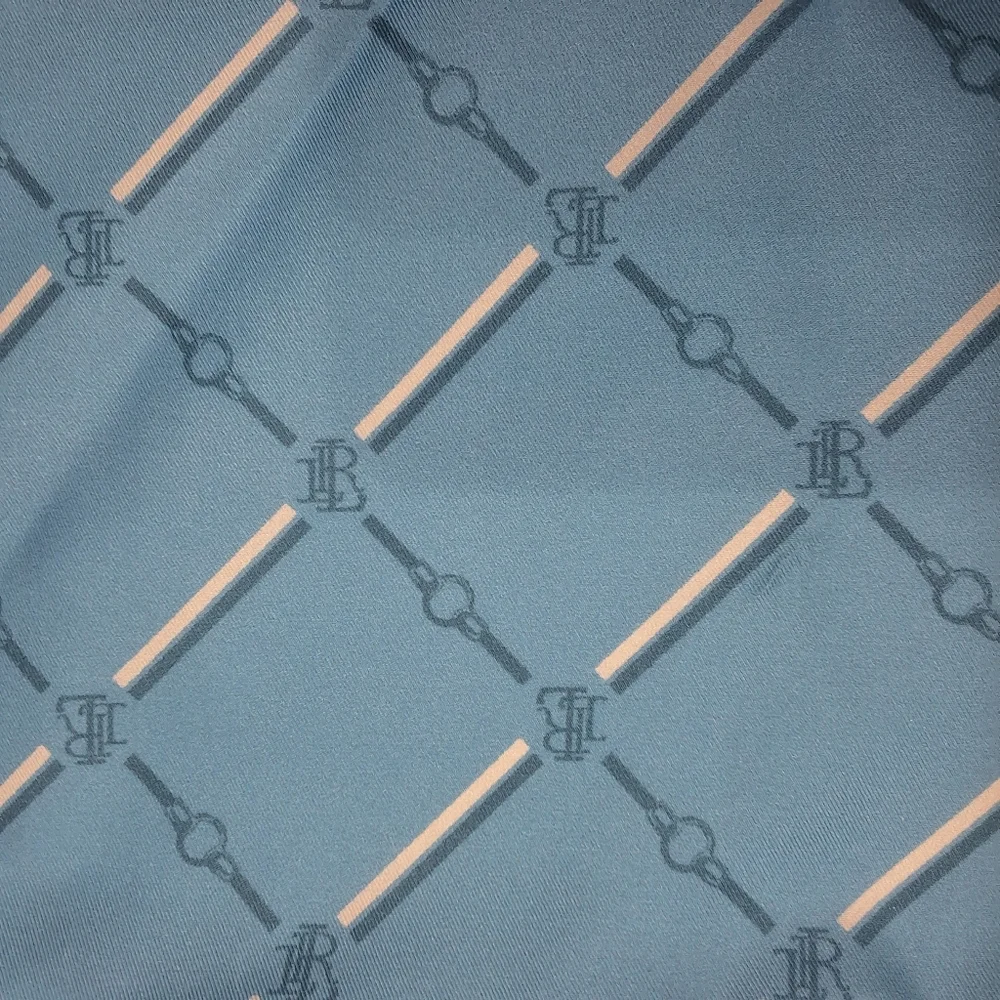 LRL Ralph Lauren~Black Label Women's Silk Crest Scarf~Light Blue~Quiet Luxury